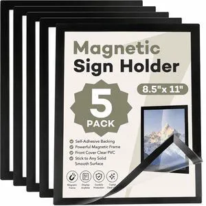 CozyNestFinds 5 Pack Magnetic Sign Holder 8.5 x 11, Self-Adhesive Magnetic Wall Mount Sign Holder, Magnetic Document Holder for Wall Window Office Poster Store CozyNestFinds 5 Pack Magnetic Sign Holder 8.5 x 11, Self-Adhesive Magnetic Wall Mount Sign Holder, Magnetic Document Holder for Wall Window Office Poster Store