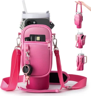 Water Bottle Carrier Bag for Stanley Cup 40/30oz with Phone Holder Pockets,Neoprene Water Bottle Cross-body Bag with Adjustable Shoulder & Hand Strap Stanley Cup Accessories Water Bottle Carrier Bag for Stanley Cup 40/30oz with Phone Holder Pockets,Neoprene Water Bottle Cross-body Bag with Adjustable Shoulder & Hand Strap Stanley Cup Accessories