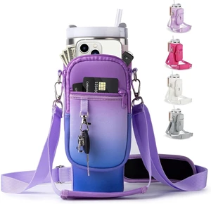 Water Bottle Carrier Bag for Stanley Cup 40/30oz with Phone Holder Pockets,Neoprene Water Bottle Cross-body Bag with Adjustable Shoulder & Hand Strap Stanley Cup Accessories Water Bottle Carrier Bag for Stanley Cup 40/30oz with Phone Holder Pockets,Neoprene Water Bottle Cross-body Bag with Adjustable Shoulder & Hand Strap Stanley Cup Accessories