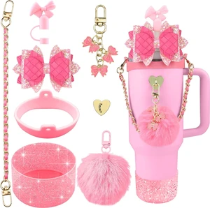 CozyNestFinds Bling Accessories for Stanley Cup 40oz & 30oz Tumbler including Silicone Cute Bow Straw Topper Cover, Silicone Boot for Stanley Cup,Leather Water Bottle Handle Strap, Charms CozyNestFinds Bling Accessories for Stanley Cup 40oz & 30oz Tumbler including Silicone Cute Bow Straw Topper Cover, Silicone Boot for Stanley Cup,Leather Water Bottle Handle Strap, Charms