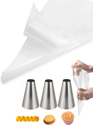 KitchenKey Macaron Piping Tips with Bags - #12 Round Piping Tips for Macarons,-Disposable Pastry Bags 12 Inch for Frosting &Cake Decorating KitchenKey Macaron Piping Tips with Bags - #12 Round Piping Tips for Macarons,-Disposable Pastry Bags 12 Inch for Frosting &Cake Decorating