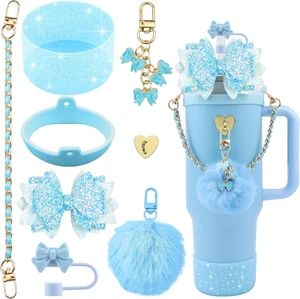 CozyNestFinds Bling Accessories for Stanley Cup 40oz & 30oz Tumbler including Silicone Cute Bow Straw Topper Cover, Silicone Boot for Stanley Cup,Leather Water Bottle Handle Strap, Charms CozyNestFinds Bling Accessories for Stanley Cup 40oz & 30oz Tumbler including Silicone Cute Bow Straw Topper Cover, Silicone Boot for Stanley Cup,Leather Water Bottle Handle Strap, Charms