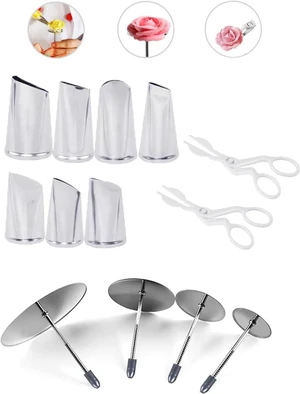 KitchenKey Icing Flower Tools with 7 Pcs Flower Piping Tips Set,4 Flower Nails Cake Decorating,2 Rose Flower Lifte,Create Stunning Floral Decorations KitchenKey Icing Flower Tools with 7 Pcs Flower Piping Tips Set,4 Flower Nails Cake Decorating,2 Rose Flower Lifte,Create Stunning Floral Decorations
