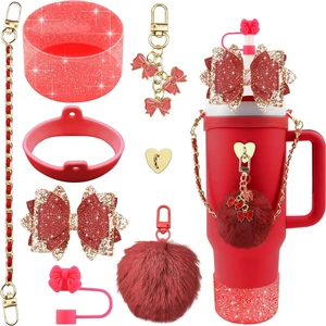 CozyNestFinds Bling Accessories for Stanley Cup 40oz & 30oz Tumbler including Silicone Cute Bow Straw Topper Cover, Silicone Boot for Stanley Cup,Leather Water Bottle Handle Strap, Charms CozyNestFinds Bling Accessories for Stanley Cup 40oz & 30oz Tumbler including Silicone Cute Bow Straw Topper Cover, Silicone Boot for Stanley Cup,Leather Water Bottle Handle Strap, Charms