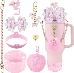 CozyNestFinds Bling Accessories for Stanley Cup 40oz & 30oz Tumbler including Silicone Cute Bow Straw Topper Cover, Silicone Boot for Stanley Cup,Leather Water Bottle Handle Strap, Charms CozyNestFinds Bling Accessories for Stanley Cup 40oz & 30oz Tumbler including Silicone Cute Bow Straw Topper Cover, Silicone Boot for Stanley Cup,Leather Water Bottle Handle Strap, Charms