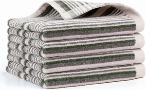 KitchenKey Premium Cotton Kitchen Dish Towels for Drying Dishes,Large Long Kitchen Hand Towels, Thick Highly Absorbent Dish Clothes Tea Towel Sets with Hanging Loop, 16" X 26", 4 Pcs, Gray and Green KitchenKey Premium Cotton Kitchen Dish Towels for Drying Dishes,Large Long Kitchen Hand Towels, Thick Highly Absorbent Dish Clothes Tea Towel Sets with Hanging Loop, 16" X 26", 4 Pcs, Gray and Green