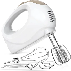 KitchenKey Handmixer - 5 Speed Portable Kitchen Mixer Electric Handheld with 5 Stainless Steel Accessories Whisk, Food Beater, Ivory KitchenKey Handmixer - 5 Speed Portable Kitchen Mixer Electric Handheld with 5 Stainless Steel Accessories Whisk, Food Beater, Ivory