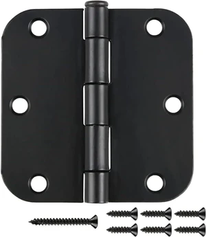 6 Pack Matte Black Interior Door Hinges, 3.5" x 3.5" with 5/8" Radius, Heavy-Duty Round Hinge with Removable Pin for Bedroom Office Farm Shed Gate Greenhouse Vent Window 6 Pack Matte Black Interior Door Hinges, 3.5" x 3.5" with 5/8" Radius, Heavy-Duty Round Hinge with Removable Pin for Bedroom Office Farm Shed Gate Greenhouse Vent Window