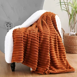 Burnt Orange Sherpa Fleece Throw Blanket 50×60 for Couch Sofa Bed,Double Side Soft Fuzzy Cozy Plush Thick Flannel Blanket with Striped Design Gift for Mother Woman Burnt Orange Sherpa Fleece Throw Blanket 50×60 for Couch Sofa Bed,Double Side Soft Fuzzy Cozy Plush Thick Flannel Blanket with Striped Design Gift for Mother Woman