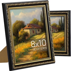 CozyNestFinds 8x10 Picture Frame with Real Glass, Ornate Vintage 8 x 10 Photo Frames for Wall Decor or Tabletop Display, Black and Gold, 2 Pack CozyNestFinds 8x10 Picture Frame with Real Glass, Ornate Vintage 8 x 10 Photo Frames for Wall Decor or Tabletop Display, Black and Gold, 2 Pack