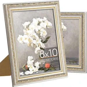 CozyNestFinds 8x10 Picture Frame with Real Glass, Ornate Vintage 8 x 10 Photo Frames for Wall Decor or Tabletop Display, White and Gold, 2 Pack CozyNestFinds 8x10 Picture Frame with Real Glass, Ornate Vintage 8 x 10 Photo Frames for Wall Decor or Tabletop Display, White and Gold, 2 Pack