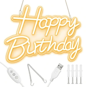 C Happy Birthday Neon Sign for Backdrop, LED Happy Birthday Light Up Sign, USB Powered Dimmable Neon Light for Birthday Party Decorations, Wall Decor, Warm White, 16.5 x 12 inch C Happy Birthday Neon Sign for Backdrop, LED Happy Birthday Light Up Sign, USB Powered Dimmable Neon Light for Birthday Party Decorations, Wall Decor, Warm White, 16.5 x 12 inch