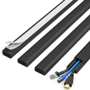CozyNestF Cord Hider, 56.7in Cable Hider Cord Covers for Wires on Wall Wire Hider Wire Covers for 2-3 Cords on Wall Easier Setup Cable Raceway Cable Management 4X L14.2 W0.94 H0.47in Black CozyNestF Cord Hider, 56.7in Cable Hider Cord Covers for Wires on Wall Wire Hider Wire Covers for 2-3 Cords on Wall Easier Setup Cable Raceway Cable Management 4X L14.2 W0.94 H0.47in Black
