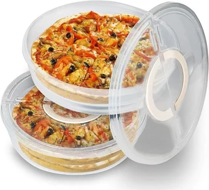 2 Pack 12inch Food Storage Container with Lid and Handle, Reusable 2 Compartments Pizza Slice Storage Container, Round Clear Pie Carrier Leftover Pizza Keeper for Cake Cheesecake Tortilla Pastry 2 Pack 12inch Food Storage Container with Lid and Handle, Reusable 2 Compartments Pizza Slice Storage Container, Round Clear Pie Carrier Leftover Pizza Keeper for Cake Cheesecake Tortilla Pastry