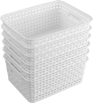 6-Pack Small Weave Basket Bins, Plastic Basket for Storage 6-Pack Small Weave Basket Bins, Plastic Basket for Storage