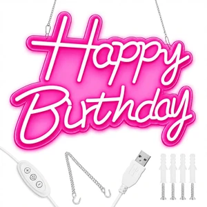 C Happy Birthday Neon Sign for Backdrop, LED Happy Birthday Light Up Sign, USB Powered Dimmable Neon Light for Birthday Party Decorations, Wall Decor, Pink, 16.5 x 12 inch C Happy Birthday Neon Sign for Backdrop, LED Happy Birthday Light Up Sign, USB Powered Dimmable Neon Light for Birthday Party Decorations, Wall Decor, Pink, 16.5 x 12 inch