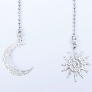 2 Pack Ceiling Fan Pull Chain, Sun and Moon Pull-chain Extension, 12 Inches Celestial Decor Beads Ball Chain Extender with Connectors for Ceiling Fans/Light Lamp (Silver) 2 Pack Ceiling Fan Pull Chain, Sun and Moon Pull-chain Extension, 12 Inches Celestial Decor Beads Ball Chain Extender with Connectors for Ceiling Fans/Light Lamp (Silver)