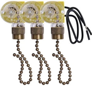 Ceiling Fan Light Switch Zing Ear ZE-109,Two-wire On-Off Control Pull Chain Switch Compatible with Hunter Ceiling Fans Wall Lamps (Bronze Pull Chain) 3 Pcs Ceiling Fan Light Switch Zing Ear ZE-109,Two-wire On-Off Control Pull Chain Switch Compatible with Hunter Ceiling Fans Wall Lamps (Bronze Pull Chain) 3 Pcs