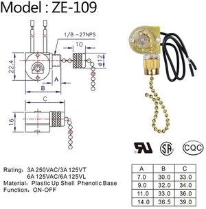 Ceiling Fan Switch Zing Ear ZE-109 Two-Wire Light With Pull Cords for Fans, Lamps and Wall Lights - Pull Chain Control Replacement On-Off, 2 Pack (Brass) Ceiling Fan Switch Zing Ear ZE-109 Two-Wire Light With Pull Cords for Fans, Lamps and Wall Lights - Pull Chain Control Replacement On-Off, 2 Pack (Brass)