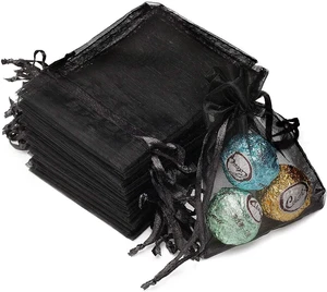 100Pcs 2.8"x3.6"(7x9cm) Sheer Drawstring Organza Jewelry Pouches Wedding Party Christmas Favor Gift Bags (Black) 100Pcs 2.8"x3.6"(7x9cm) Sheer Drawstring Organza Jewelry Pouches Wedding Party Christmas Favor Gift Bags (Black)