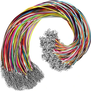 100Pcs Leather Necklace Cord with Clasps, Rope Necklace String, 25Color Necklace Cords for Pendants, 19.7" Premium Necklace Chains for Jewelry Making Supplies, 1.5mm Waxed Necklace Bracelet Cord 100Pcs Leather Necklace Cord with Clasps, Rope Necklace String, 25Color Necklace Cords for Pendants, 19.7" Premium Necklace Chains for Jewelry Making Supplies, 1.5mm Waxed Necklace Bracelet Cord