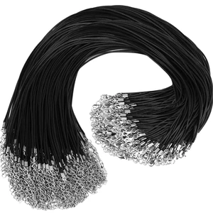 100Pcs Premium Leather Necklace Chains Bracelet Cord with Clasps for Pendants, Bulk Waxed Rope Necklace String, Black , 18" for Jewelry Making Supplies, 1.5mm 100Pcs Premium Leather Necklace Chains Bracelet Cord with Clasps for Pendants, Bulk Waxed Rope Necklace String, Black , 18" for Jewelry Making Supplies, 1.5mm