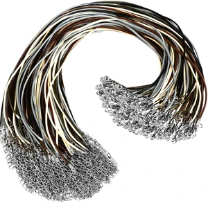 100 Pcs Leather Necklace Cord with Clasps, Rope Necklace String, 5 Colors Necklace Cords for Pendants, 19.7" Premium Necklace Chains for Jewelry Making Supplies, 2mm Waxed Necklace Bracelet Cord 100 Pcs Leather Necklace Cord with Clasps, Rope Necklace String, 5 Colors Necklace Cords for Pendants, 19.7" Premium Necklace Chains for Jewelry Making Supplies, 2mm Waxed Necklace Bracelet Cord