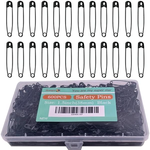 600PCS Safety Pins (Upgraded), 1.5 inch Small Safety Pin, Rust-Resistant Nickel Plated Steel, Sharp Edge Safety Pin for Clothes, Sewing, 38mm Decorative Safety Pins Assorted (Black) 600PCS Safety Pins (Upgraded), 1.5 inch Small Safety Pin, Rust-Resistant Nickel Plated Steel, Sharp Edge Safety Pin for Clothes, Sewing, 38mm Decorative Safety Pins Assorted (Black)