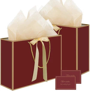 2 Pcs Red Gift Bags, 14" Medium Wedding Gift Bags with Tissue Paper | 2 Pcs Red Bags, 4 Tissue Paper&2 Cards, Ideal for Fall Wedding Bridal Shower Birthday Party Thanksgiving Christmas 2 Pcs Red Gift Bags, 14" Medium Wedding Gift Bags with Tissue Paper | 2 Pcs Red Bags, 4 Tissue Paper&2 Cards, Ideal for Fall Wedding Bridal Shower Birthday Party Thanksgiving Christmas
