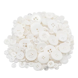 About 300 Pcs White Resion Buttons for Crafts, 4 Holes Assorted Sizes Resin Buttons, for Crafting, Arts, DIY, Decoration, Sewing (White) About 300 Pcs White Resion Buttons for Crafts, 4 Holes Assorted Sizes Resin Buttons, for Crafting, Arts, DIY, Decoration, Sewing (White)