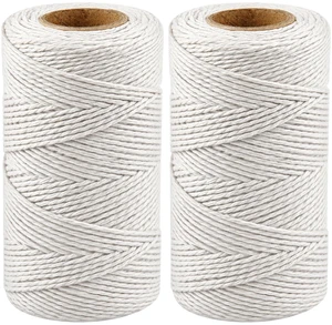 2PCS 328Ft 2MM Natural Cotton Twine String for Kitchen & Crafts | 656 FT, White Safe Butchers & Bakers Cooking Twine, For Meat Turkey Sausage, Ideal for Crafts Gift Wrapping Gardening Decor 2PCS 328Ft 2MM Natural Cotton Twine String for Kitchen & Crafts | 656 FT, White Safe Butchers & Bakers Cooking Twine, For Meat Turkey Sausage, Ideal for Crafts Gift Wrapping Gardening Decor