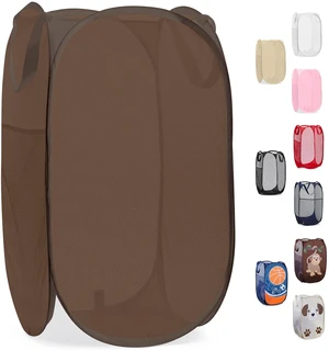 Collapsible Mesh Pop Up Laundry Hamper with Side Pocket | Sturdy Reinforced Handles, Breathable Foldable Basket for Dorm, Travel, Cruise, Bedroom, 14 x 13 x 24 in, Brown Collapsible Mesh Pop Up Laundry Hamper with Side Pocket | Sturdy Reinforced Handles, Breathable Foldable Basket for Dorm, Travel, Cruise, Bedroom, 14 x 13 x 24 in, Brown