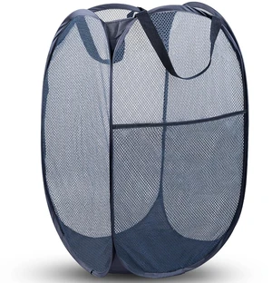 Laundry Hamper, 70 L Collapsible Mesh Basket with Side Pocket, Blue | Reinforced handles, breathable fabric, foldable, portable for dorm college travel camping cruise, dirty clothes, toys storage Laundry Hamper, 70 L Collapsible Mesh Basket with Side Pocket, Blue | Reinforced handles, breathable fabric, foldable, portable for dorm college travel camping cruise, dirty clothes, toys storage