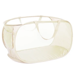 Durable Collapsible Laundry Baskets, Mesh Pop Up Laundry Hamper with Side Pocket, Foldable Clothes Storage Hamper with Reinforced Carry Handles for Laundry, Bathroom, Kids Room, Dorm or Travel Beige Durable Collapsible Laundry Baskets, Mesh Pop Up Laundry Hamper with Side Pocket, Foldable Clothes Storage Hamper with Reinforced Carry Handles for Laundry, Bathroom, Kids Room, Dorm or Travel Beige