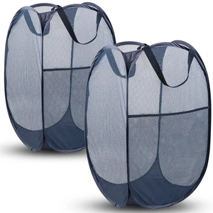 2 Pack Laundry Hampers, 70 L Collapsible Foldable Mesh Basket, Blue | Reinforced handles, breathable fabric, foldable, portable for dorm college travel camping cruise, dirty clothes, toys storage 2 Pack Laundry Hampers, 70 L Collapsible Foldable Mesh Basket, Blue | Reinforced handles, breathable fabric, foldable, portable for dorm college travel camping cruise, dirty clothes, toys storage