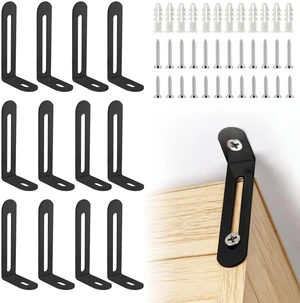 Anti Tip Furniture Anchors, Steel Wall Anchors, 12 Pack, Black | Furniture wall anchors help secure dressers, cabinets and bookcases for baby and pet safety with quick, easy installation. Anti Tip Furniture Anchors, Steel Wall Anchors, 12 Pack, Black | Furniture wall anchors help secure dressers, cabinets and bookcases for baby and pet safety with quick, easy installation.