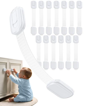 Cabinet Locks Baby Proofing - 14 Pack Child Safety Latches White | No drill 3M adhesive, Easy to install No damage, Adjustable length, Material safety, Suitable for drawers, fridge, cupboard Cabinet Locks Baby Proofing - 14 Pack Child Safety Latches White | No drill 3M adhesive, Easy to install No damage, Adjustable length, Material safety, Suitable for drawers, fridge, cupboard