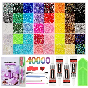 40,000-Piece Bedazzling Kit, 40 Colors, 3mm Jelly AB Resin Rhinestones | Flatback gems with 4 B-7000 glue tubes, 40-compartment box, tweezers and trays for tumblers, phone cases and DIY crafts. 40,000-Piece Bedazzling Kit, 40 Colors, 3mm Jelly AB Resin Rhinestones | Flatback gems with 4 B-7000 glue tubes, 40-compartment box, tweezers and trays for tumblers, phone cases and DIY crafts.