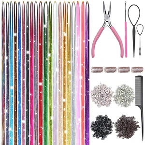 Hair Tinsel, 20 Colors Hair Tinsel Kit, 8000 Strands Tinsel Hair Extensions | 48 Inch Glitter Tinsel Hair with Tools, Heat Resistant Sparkling Fairy Hair Accessories for Girls & Women Hair Tinsel, 20 Colors Hair Tinsel Kit, 8000 Strands Tinsel Hair Extensions | 48 Inch Glitter Tinsel Hair with Tools, Heat Resistant Sparkling Fairy Hair Accessories for Girls & Women