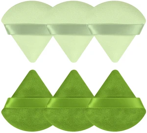 Powder Puffs, 6 Pack Triangle and Round Makeup Sponge, Green | Soft Fiber, Wet & Dry Use, Washable, Hand Strap, For Loose Powder, Foundation, BB Cream and Blush Powder Puffs, 6 Pack Triangle and Round Makeup Sponge, Green | Soft Fiber, Wet & Dry Use, Washable, Hand Strap, For Loose Powder, Foundation, BB Cream and Blush