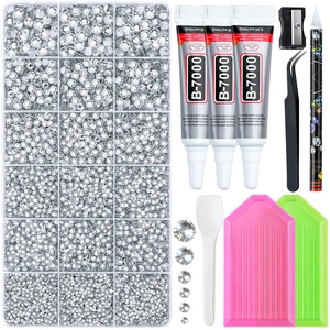 32000 Pcs Resin Jelly Rhinestones Kit, Sliver Clear 2/3/4/5/6mm Flatback Rhinestones with 3 Pcs B7000 Jewelry Glue & Tools, All-in-One Bedazzling Kit for DIY Arts & Crafts Gifts 32000 Pcs Resin Jelly Rhinestones Kit, Sliver Clear 2/3/4/5/6mm Flatback Rhinestones with 3 Pcs B7000 Jewelry Glue & Tools, All-in-One Bedazzling Kit for DIY Arts & Crafts Gifts