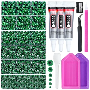 32000 Pcs Resin Jelly Rhinestones Kit, Green 2/3/4/5/6mm Flatback Rhinestones with 3 Pcs B7000 Jewelry Glue & Tools, All-in-One Bedazzling Kit for DIY Arts & Crafts Gifts 32000 Pcs Resin Jelly Rhinestones Kit, Green 2/3/4/5/6mm Flatback Rhinestones with 3 Pcs B7000 Jewelry Glue & Tools, All-in-One Bedazzling Kit for DIY Arts & Crafts Gifts
