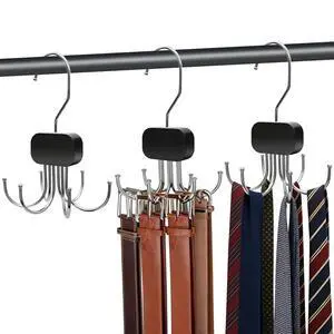 3 Pack Belt Hanger for Closet Organizer, Tie Hangers for Closet Storage | Cakuuwu 360° Rotatable & Foldable Hooks, Large Capacity Holder Space Saving Rack for Tank Top, Bra, Purse, Hat (Black) 3 Pack Belt Hanger for Closet Organizer, Tie Hangers for Closet Storage | Cakuuwu 360° Rotatable & Foldable Hooks, Large Capacity Holder Space Saving Rack for Tank Top, Bra, Purse, Hat (Black)