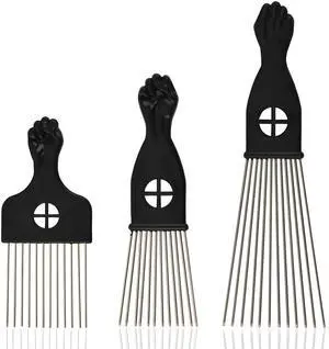 3-Piece Stainless Steel Afro Hair Pick Set, Fist Design for Men & Women, Perfect for Natural Curly Afro Hair, Essential Hairdressing Styling Tool 3-Piece Stainless Steel Afro Hair Pick Set, Fist Design for Men & Women, Perfect for Natural Curly Afro Hair, Essential Hairdressing Styling Tool