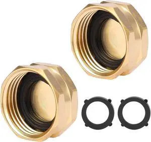 Sanpaint 2 Pack Garden Hose End Caps with Washers, Brass Spigot Cap, 3/4" Female End Cap Sanpaint 2 Pack Garden Hose End Caps with Washers, Brass Spigot Cap, 3/4" Female End Cap