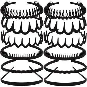 12Pcs Black Headbands for Women with Teeth Plastic Head Bands for Women's Hair Non Slip Comb Skinny Zig Zag Headbands Fashion Hair Accessories for Women Men Teen Girls 12Pcs Black Headbands for Women with Teeth Plastic Head Bands for Women's Hair Non Slip Comb Skinny Zig Zag Headbands Fashion Hair Accessories for Women Men Teen Girls