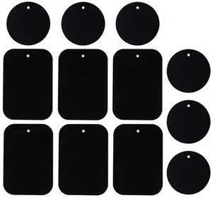 Smartphones Metal Plate 12 Pack for Phone Car Mount Holder Cradle with 3M Adhesive (Compatible with Magnetic Mounts) - 6 Rectangle and 6 Round, Black Smartphones Metal Plate 12 Pack for Phone Car Mount Holder Cradle with 3M Adhesive (Compatible with Magnetic Mounts) - 6 Rectangle and 6 Round, Black