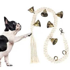 Dog Bells to Go Outside, Cotton Handwoven Potty Training Bell | Dog Doorbell with 6 Extra Loud Bells for Dog Training, Adjustable Hanging Door Bell for Small Medium Large Dogs Dog Bells to Go Outside, Cotton Handwoven Potty Training Bell | Dog Doorbell with 6 Extra Loud Bells for Dog Training, Adjustable Hanging Door Bell for Small Medium Large Dogs