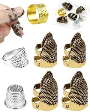 Thimble Kit 7 PCS Sewing Thimbles for Hand Sewing, Metal Finger Protectors, Thimble Ring for Quilting and Embroidery Thimble Kit 7 PCS Sewing Thimbles for Hand Sewing, Metal Finger Protectors, Thimble Ring for Quilting and Embroidery