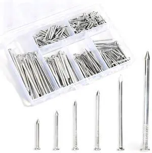 280 Pcs Nail Assortment Kit, 6 Sizes Finishing Nails for Hanging Pictures, Maximum Length 2 Inches Galvanized, Long and Small Nails for Wall Art 280 Pcs Nail Assortment Kit, 6 Sizes Finishing Nails for Hanging Pictures, Maximum Length 2 Inches Galvanized, Long and Small Nails for Wall Art